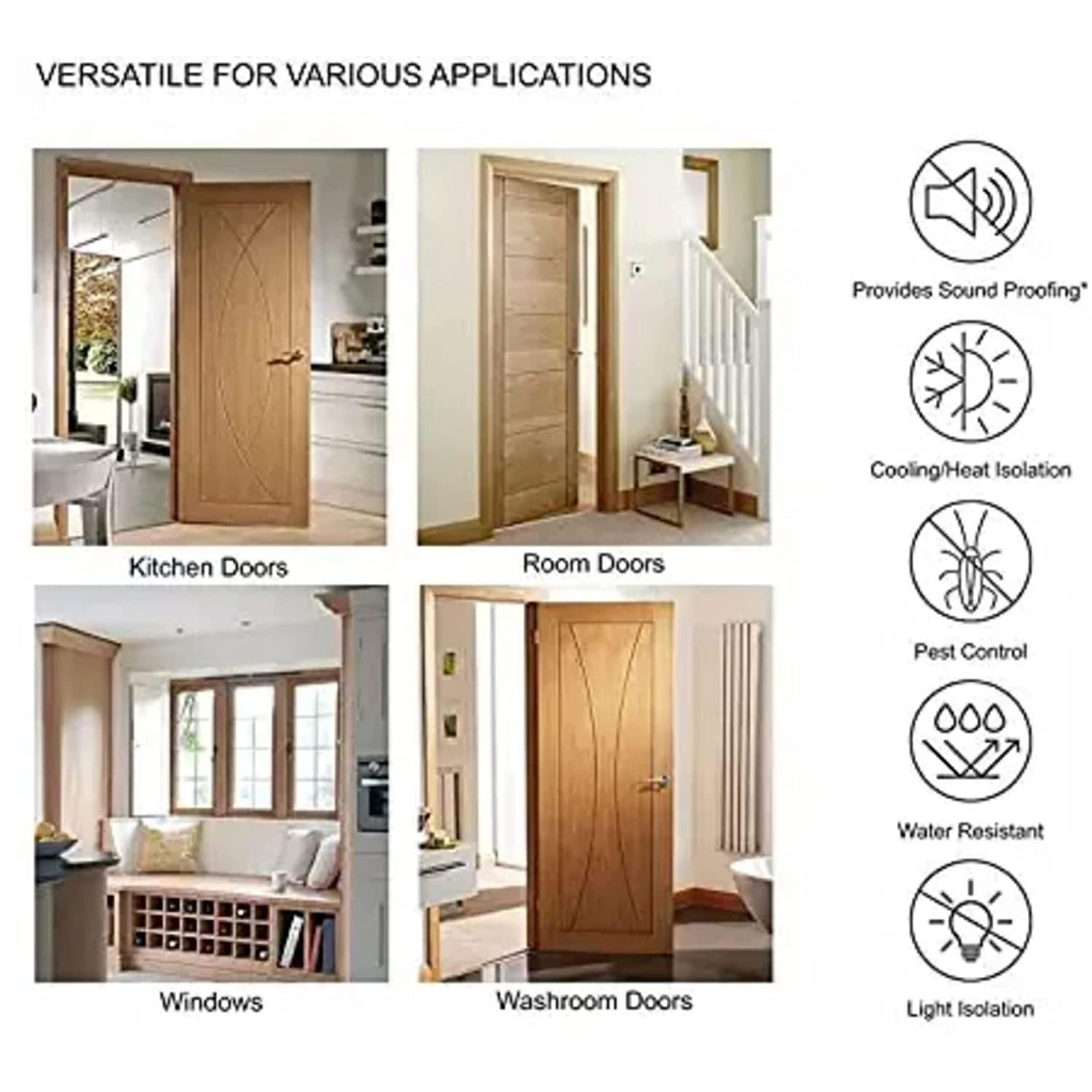 Product Name:Door Gap Sealer Protector Sound-Proof Reduce Noise Waterproof Dimensions(L x W in cm):-90 x 18 cm Material: Foam Color: Brown