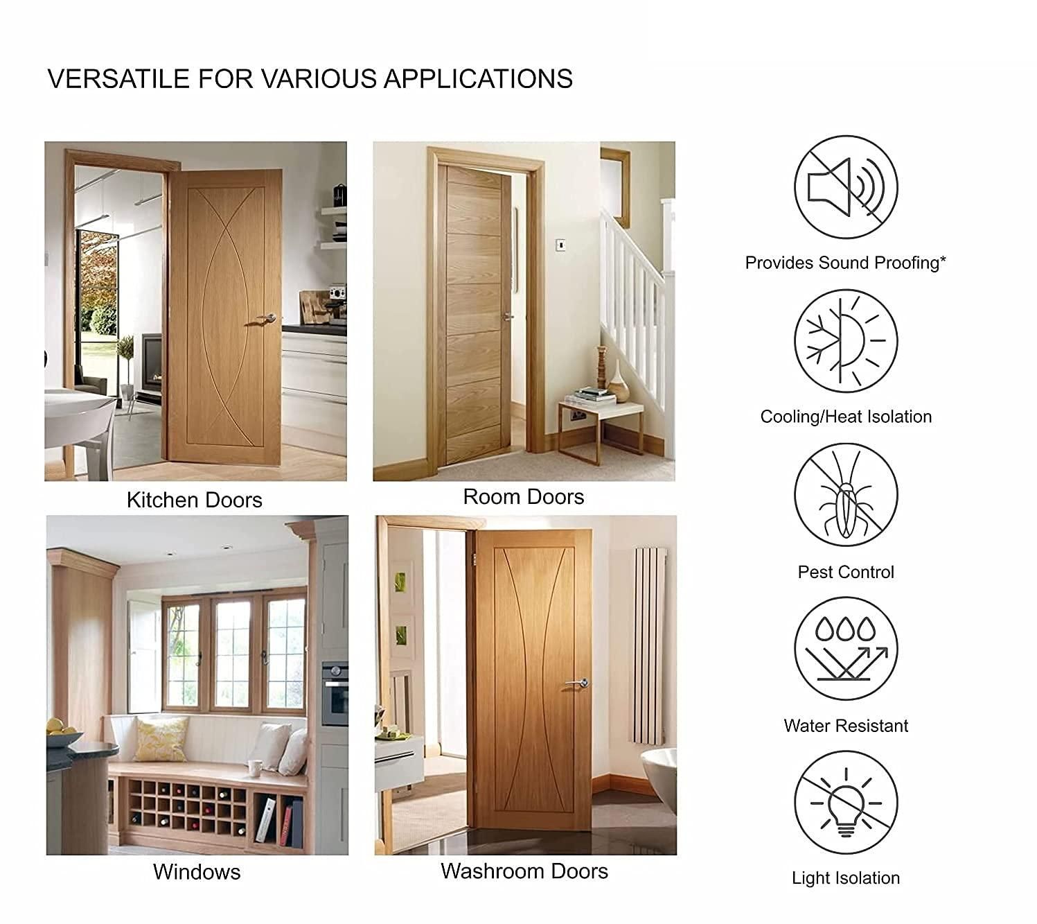 Product Name:Door Gap Sealer Protector Sound-Proof Reduce Noise Waterproof Dimensions(L x W in cm):-90 x 18 cm Material: Foam Color: Brown